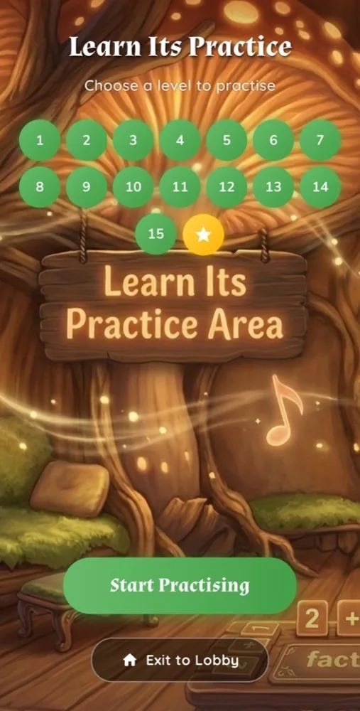 The Beat That! Learn Its Practice screen for practising number facts