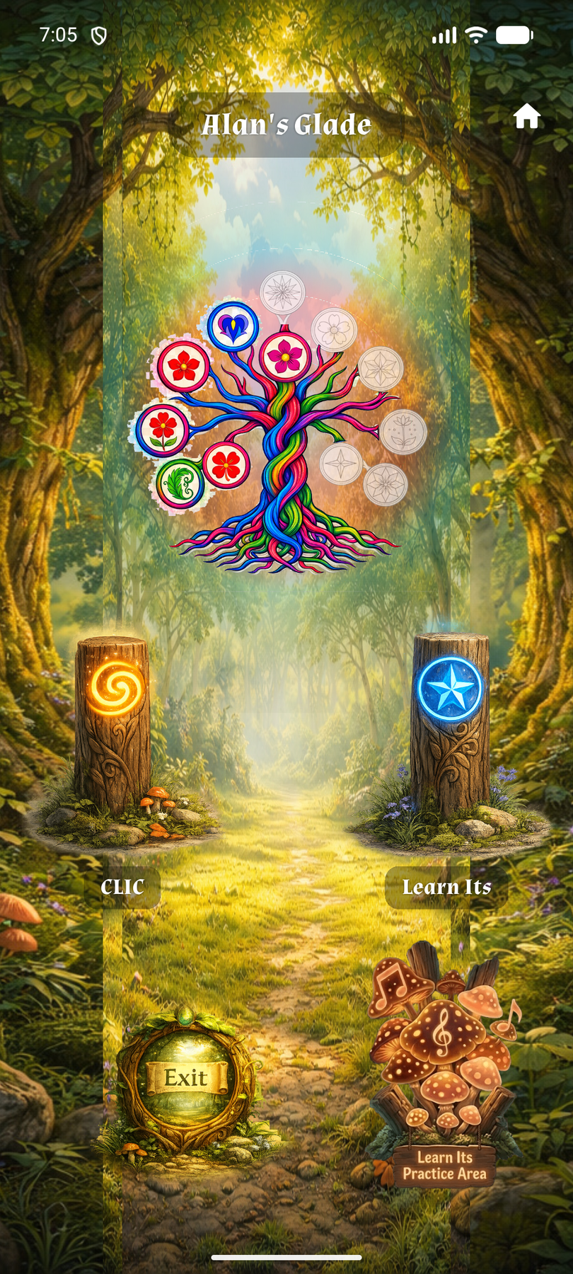 Genuine Android Glade screen with the child’s Progress Tree